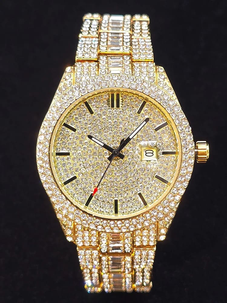 Relógio 18K Gold Iced Money