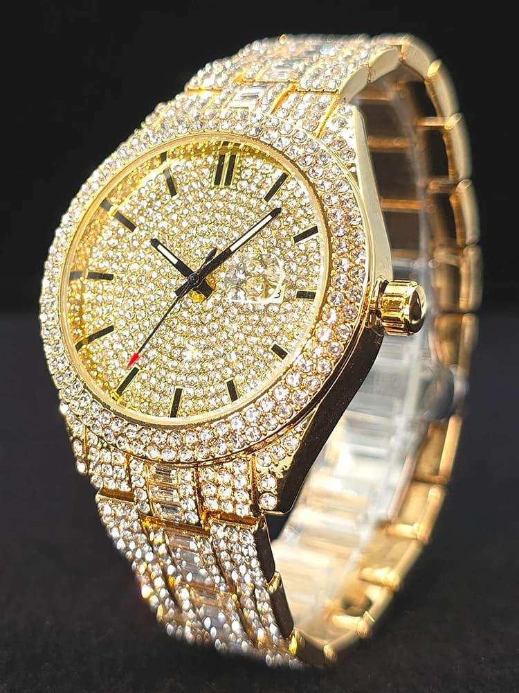 Relógio 18K Gold Iced Money