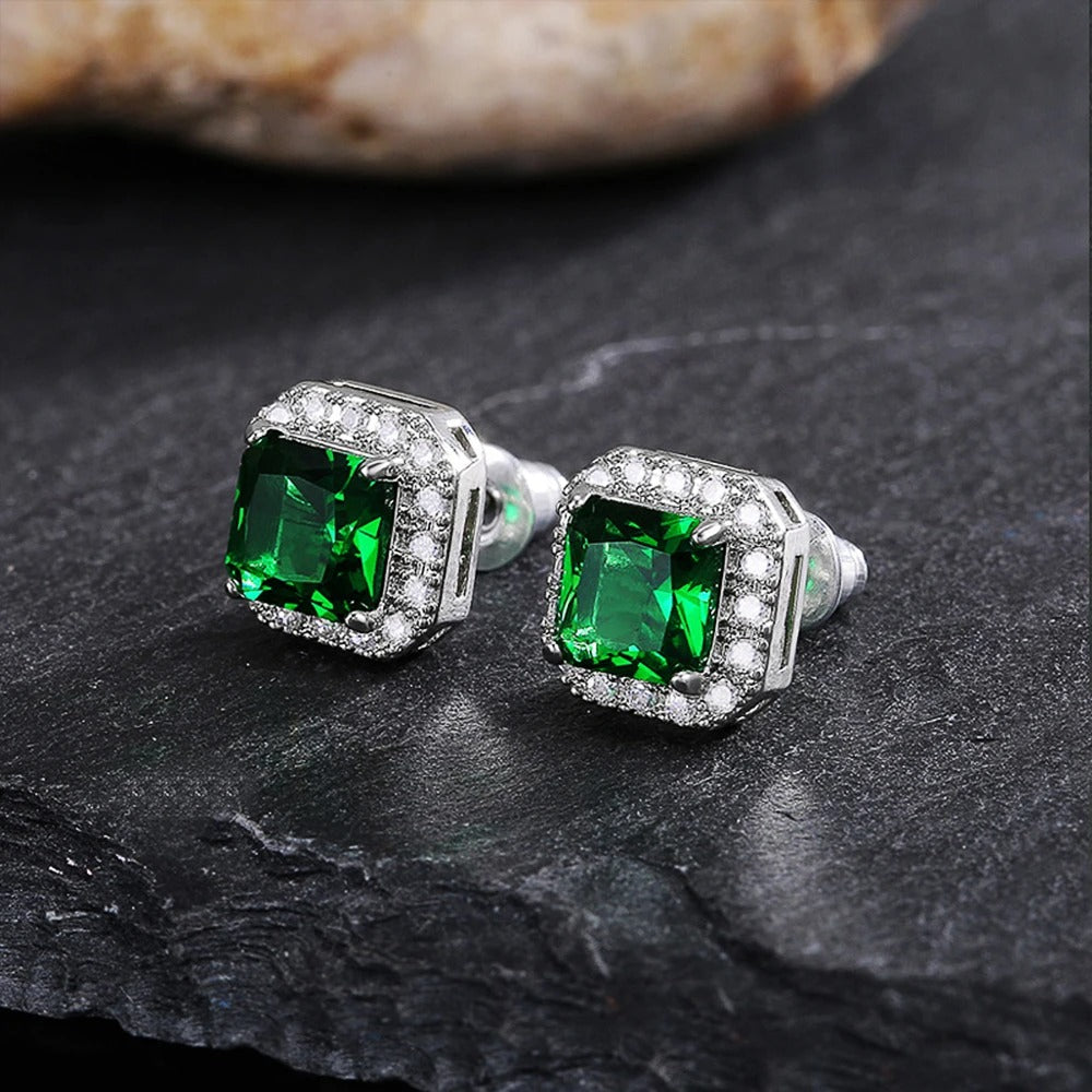Brincos Square Emerald